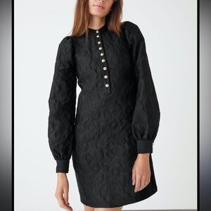 & Other Stories Stockholm Atelier Buttoned Jacquard Mini Dress - Black - Size 4